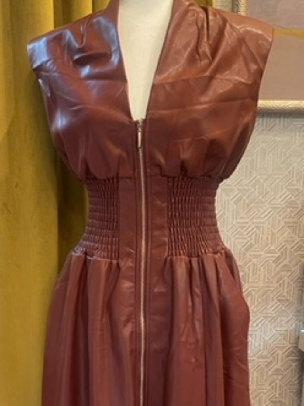 NWT Faux leather maxi dress